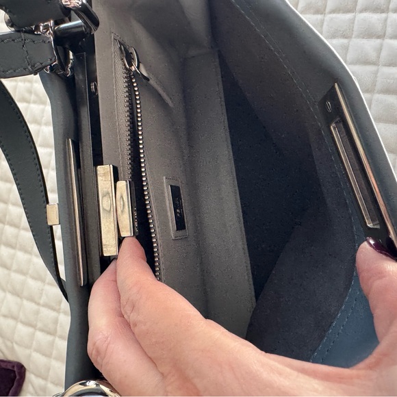 Fendi Gray/Blue Peekaboo Handbag with 2 Shoulder straps - Picture 6 of 12